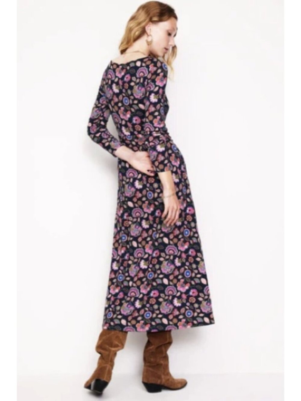 BODEN Amelie Long Sleeve Midi Sheath Stretch Dress Cascade Bloom Floral 12 - Picture 2 of 15
